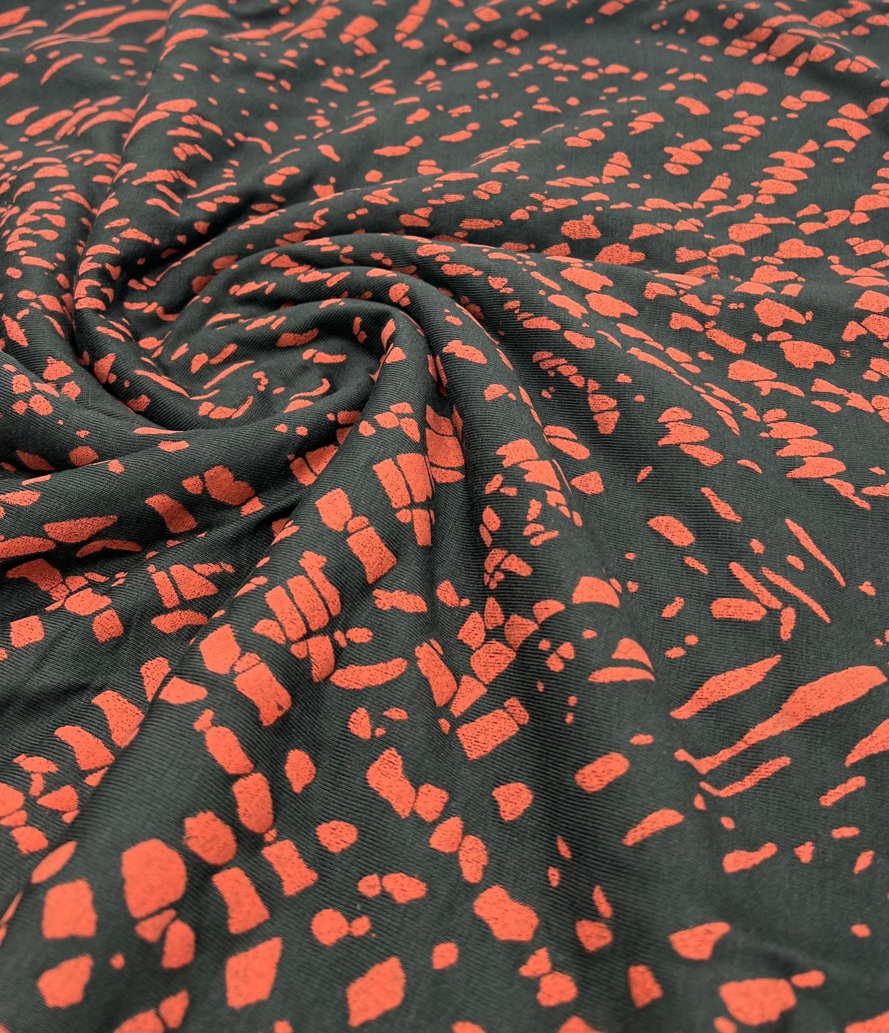 Black Terracotta Spot Mix Viscose Elastane 4 Way Stretch Fabric - T9 Fabrics